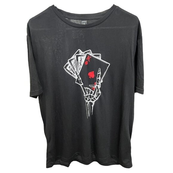 SHEIN Mens Skeleton Hand Playing Card T Tee Tshirt Casual Crew Size XXL …‎ - Picture 1 of 5